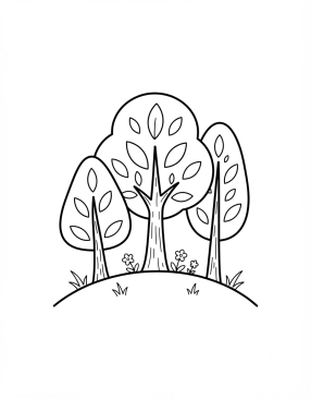 Coloriage Petit bosquet d'arbres