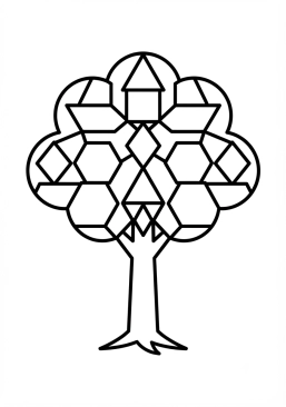 Coloriage Arbre stylisé avec des motifs géométriques