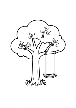 Coloriage Arbre avec une balançoire
