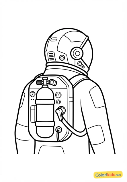 Coloriage à imprimer : système de survie de secours intégré à un scaphandre autonome