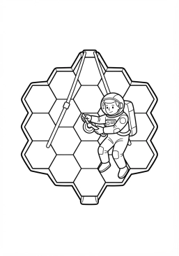 Voir le coloriage Télescope spatial de nouvelle génération en phase de réglage