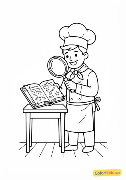 Coloriage à imprimer : loupe et recettes anciennes
