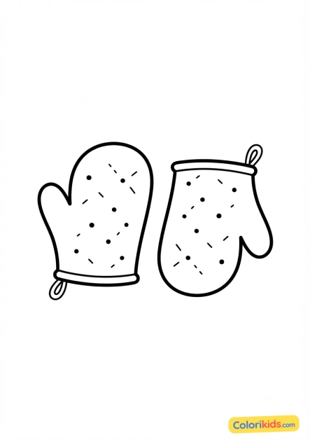 Coloriage à imprimer : paire de maniques de cuisine