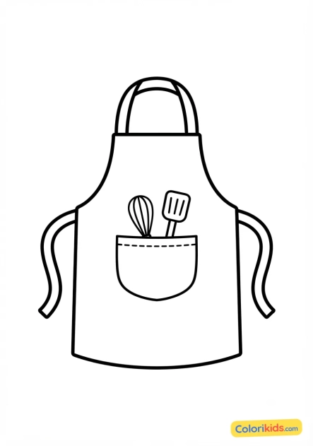 Coloriage à imprimer : tablier de cuisine professionnel