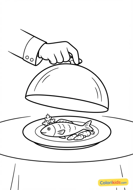 Coloriage à imprimer : cloche de service de restaurant
