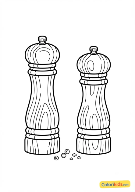 Coloriage à imprimer : moulin à poivre et sel en bois