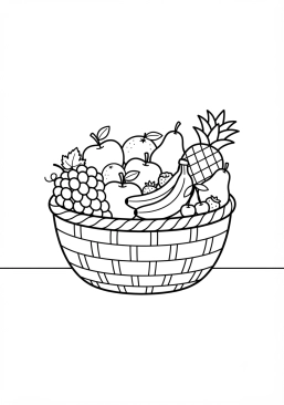 Coloriage Corbeille de fruits frais