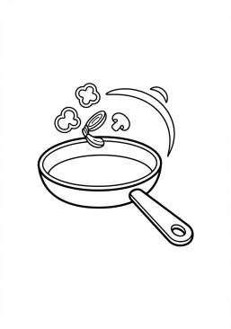 Coloriage Poêle à frire avec saut