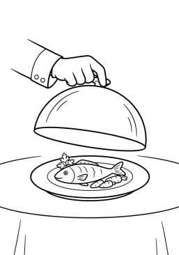 Coloriage Cloche de service de restaurant