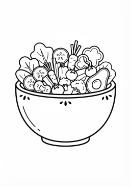 Coloriage Saladier rempli de légumes frais