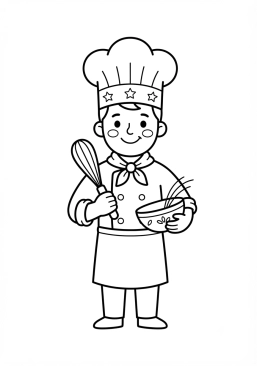 Coloriage Chef cuisinier souriant