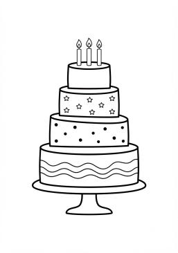 Coloriage Gâteau d'anniversaire à étages
