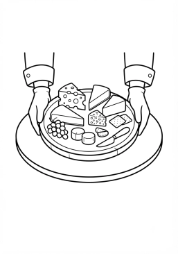 Coloriage Plateau de fromages variés