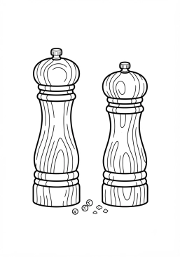 Coloriage Moulin à poivre et sel en bois