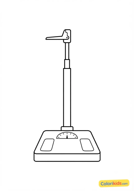 Coloriage à imprimer : pèse-personne et toise de mesure