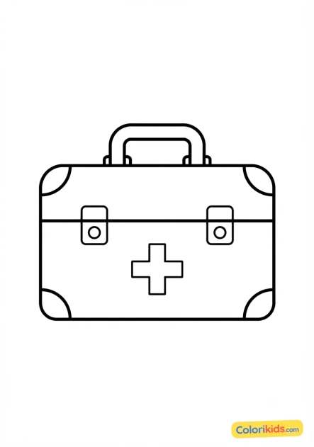 Coloriage à imprimer : mallette de médecin classique