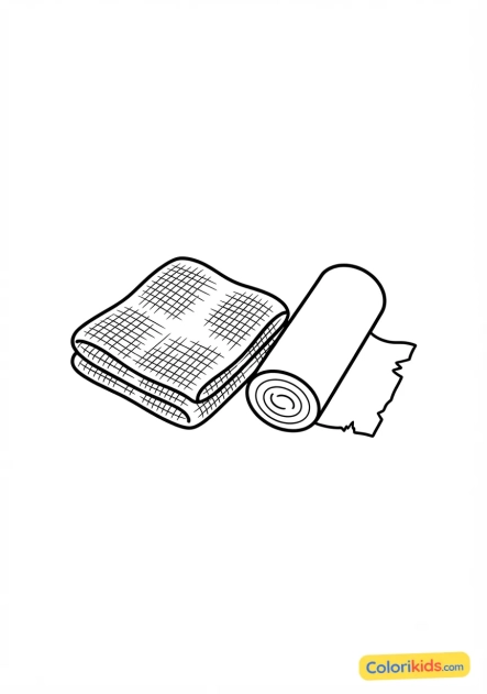 Coloriage à imprimer : bande de gaze et rouleau de bandage