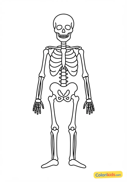 Coloriage à imprimer : modèle de squelette humain