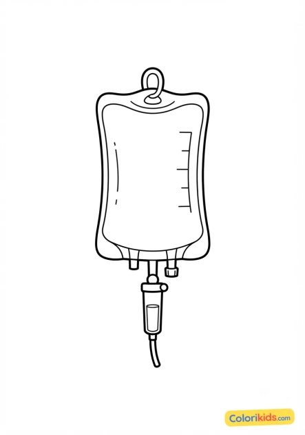 Coloriage à imprimer : poche de perfusion intraveineuse