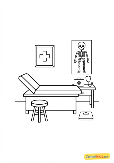 Coloriage à imprimer : cabinet de consultation médical