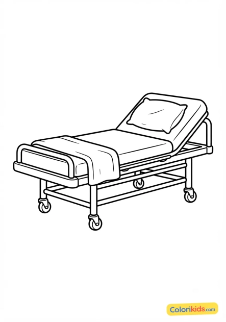 Coloriage à imprimer : lit d'examen médical à l'hôpital