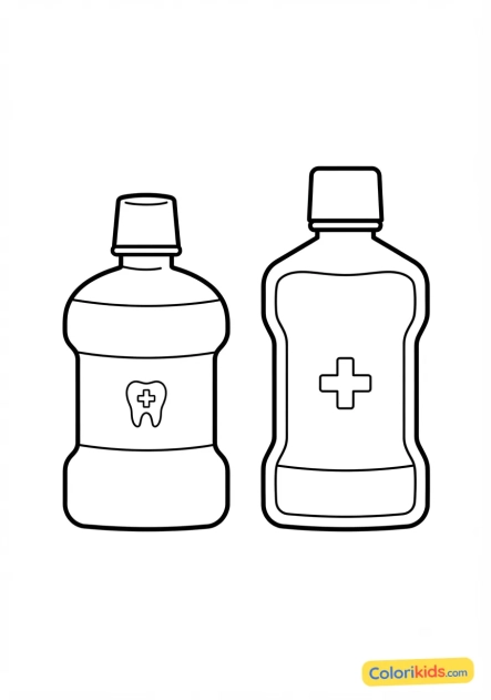 Coloriage à imprimer : bain de bouche et antiseptique
