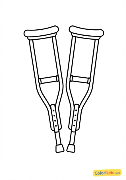 Coloriage à imprimer : paire de béquilles de marche