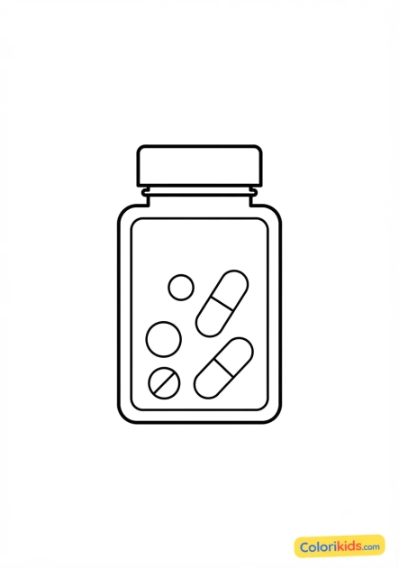 Coloriage à imprimer : boîte de pilules et gélules