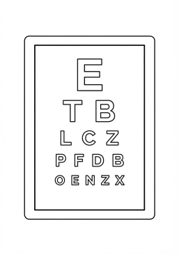 Coloriage Tableau de test de la vue ophtalmo