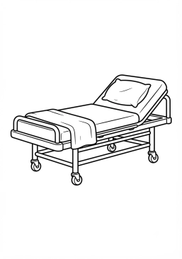 Coloriage Lit d'examen médical à l'hôpital