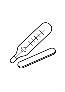 Coloriage Thermomètre médical et spatule