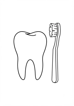 Coloriage Dent de lait et brosse à dents