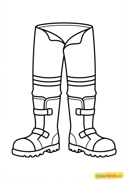 Coloriage à imprimer : botte et pantalon de feu