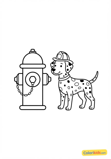 Coloriage à imprimer : borne incendie et dalmatien