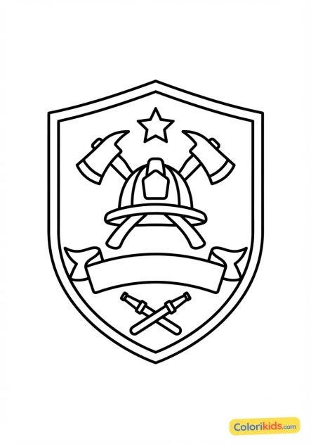 Coloriage à imprimer : Écusson de la caserne de pompiers
