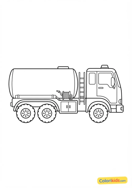 Coloriage à imprimer : camion citerne de pompier