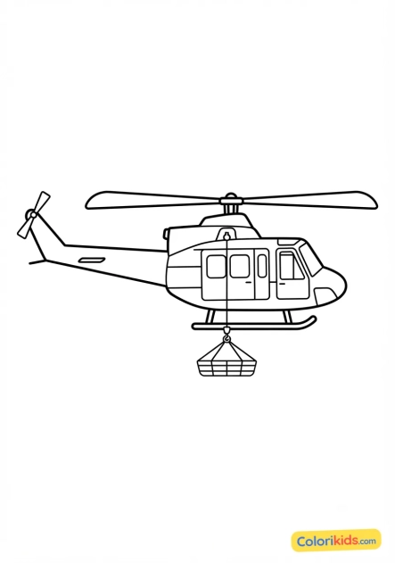 Coloriage à imprimer : hélicoptère de secours des pompiers