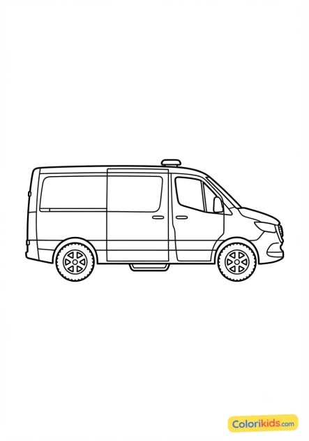 Coloriage à imprimer : camionnette de premier secours
