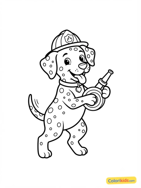 Coloriage à imprimer : chien pompier dalmatien joueur