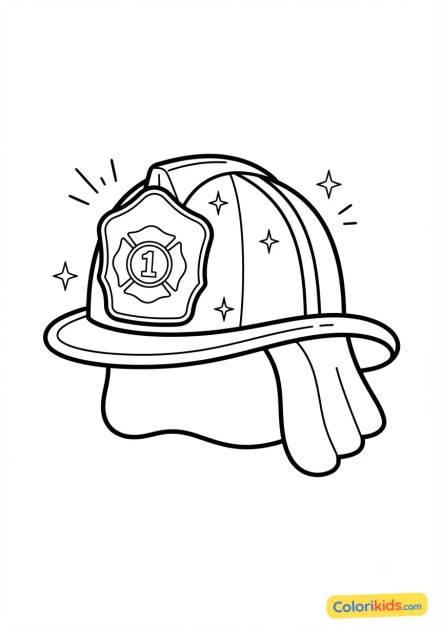 Coloriage à imprimer : casque de pompier brillant