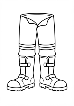 Coloriage Botte et pantalon de feu