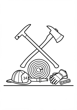 Coloriage Hache de pompier et équipements