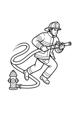 Coloriage Pompier en intervention rapide