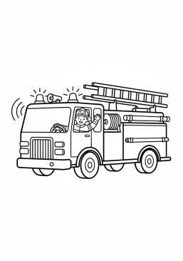 Coloriage Camion de pompier rouge toutes sirènes