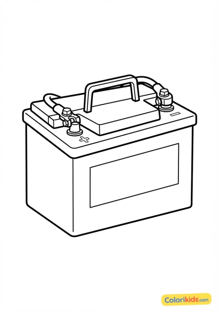 Coloriage à imprimer : batterie de voiture neuve avec ses cosses de connexion propres