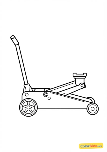 Coloriage à imprimer : cric hydraulique rouleur professionnel prêt à être utilisé