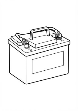 Voir le coloriage Batterie de voiture neuve avec ses cosses de connexion propres