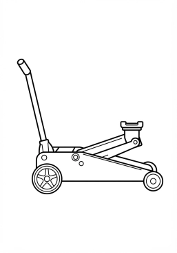 Voir le coloriage Cric hydraulique rouleur professionnel prêt à être utilisé