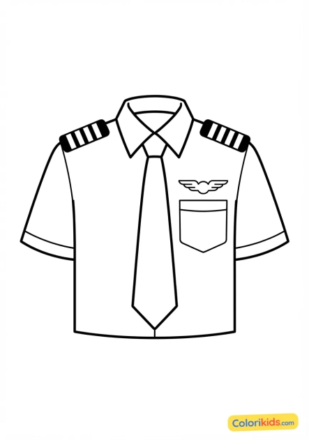 Coloriage à imprimer : uniforme de pilote avec quatre galons dorés sur les épaules