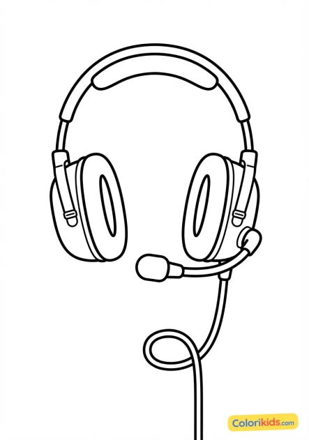 Coloriage à imprimer : casque audio de pilote professionnel avec micro suspendu